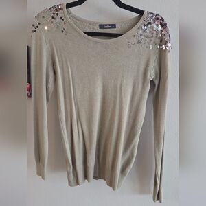 Women's Sequin Embellished Tan Top